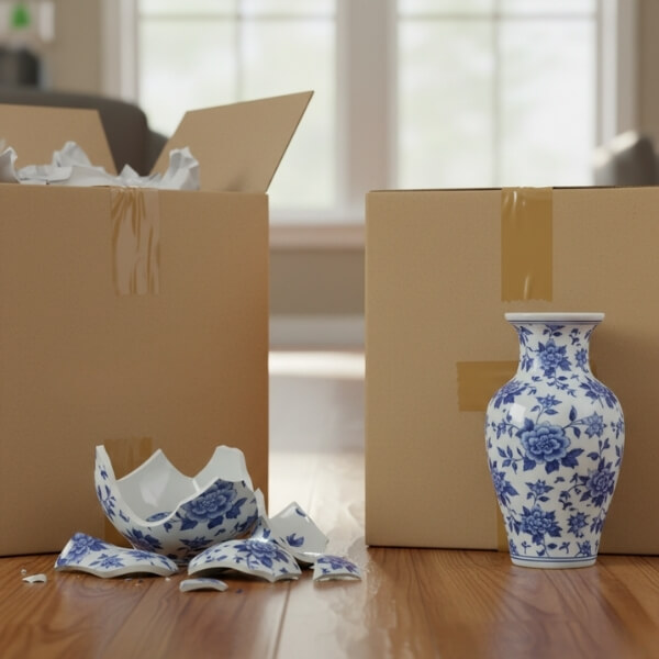 2 Pakete nebeneinander zum verpacken